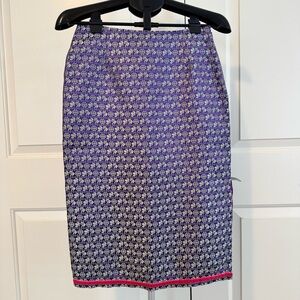 Vintage Brocade Skirt Asian-Inspired Motif Purple Pink Ribbon Accents *RARE*